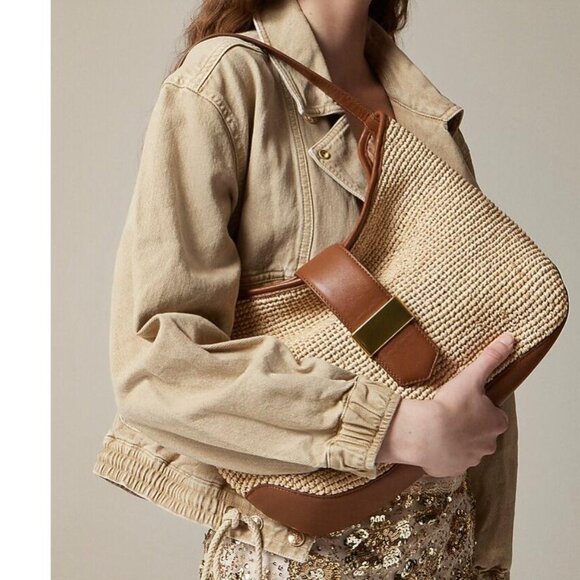 J. Crew Berkeley Shoulder Bag in Handknotted Straw - Picture 1 of 14